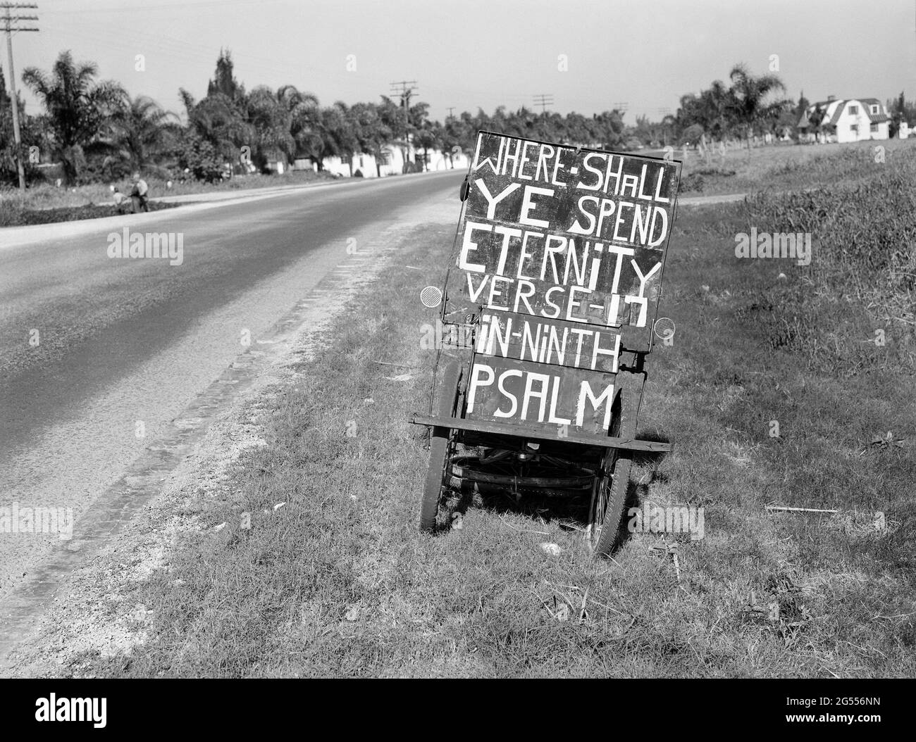 Traveling Preacher's Cart, Belle Glade Florida, USA, Marion Post Wolcott, U.S. Farm Security Administration, January 1939 Stock Photo