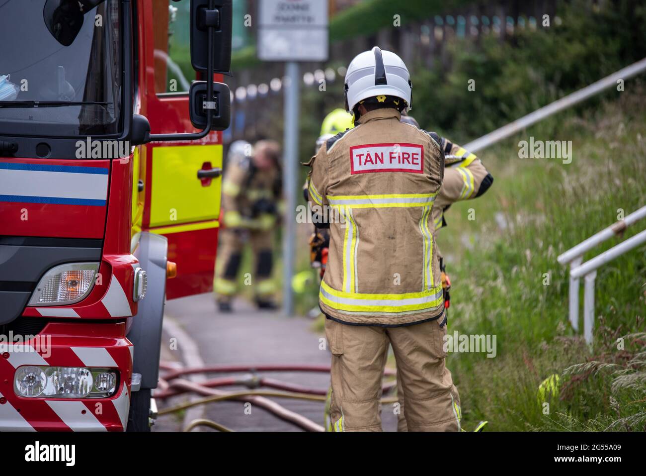 Fireman in South Wales Fire and Rescue service brigade. United Kingdom Stock Photo