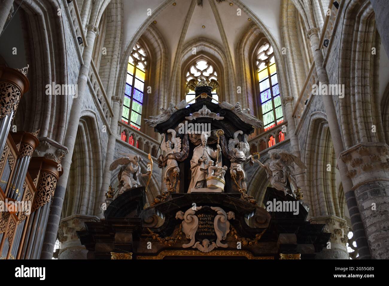 Ghent. Saint Nicholas' Church. Stock Photo