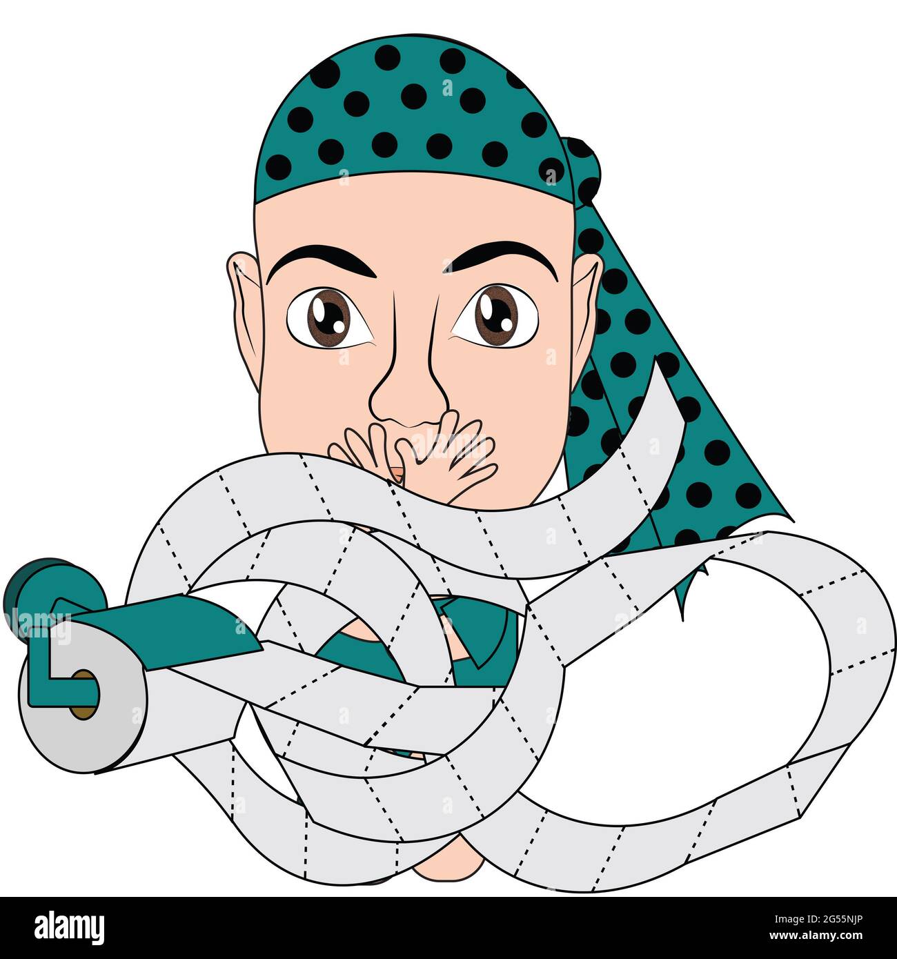 Teal for Ovarian Awareness Chemotherapy Patient with Nausea in Bathroom