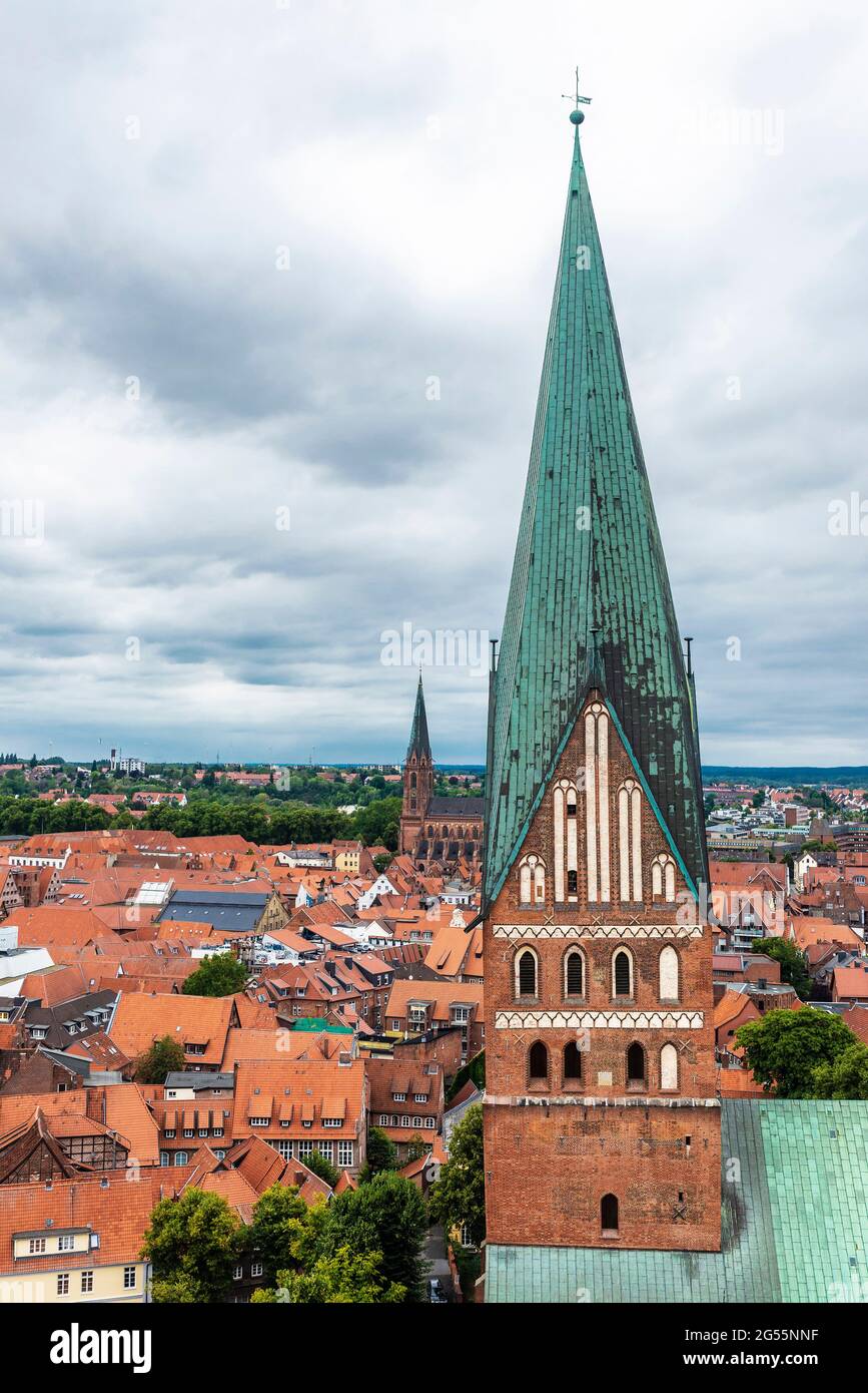 Panorama of Lüneburg with St. Johannis or John the Baptist Church in the old town of Lunenburg, Lower Saxony, Germany Stock Photo