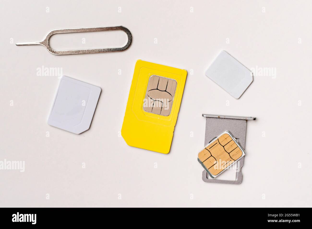 three various sim cards nano, micro, mini and normal sim, 5g or 4g