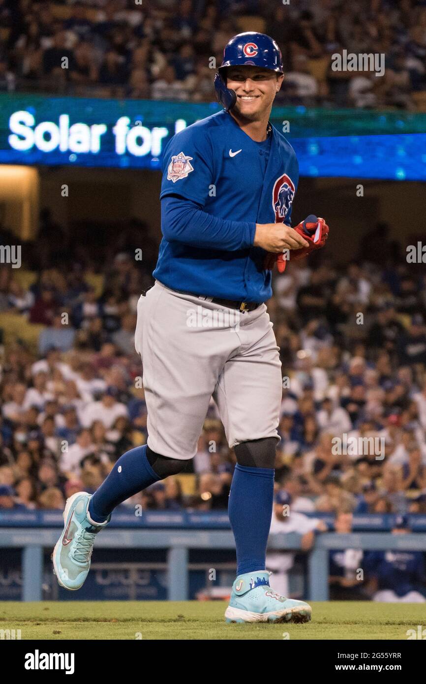 Chicago Cubs left fielder Joc Pederson (24) reacts as he takes