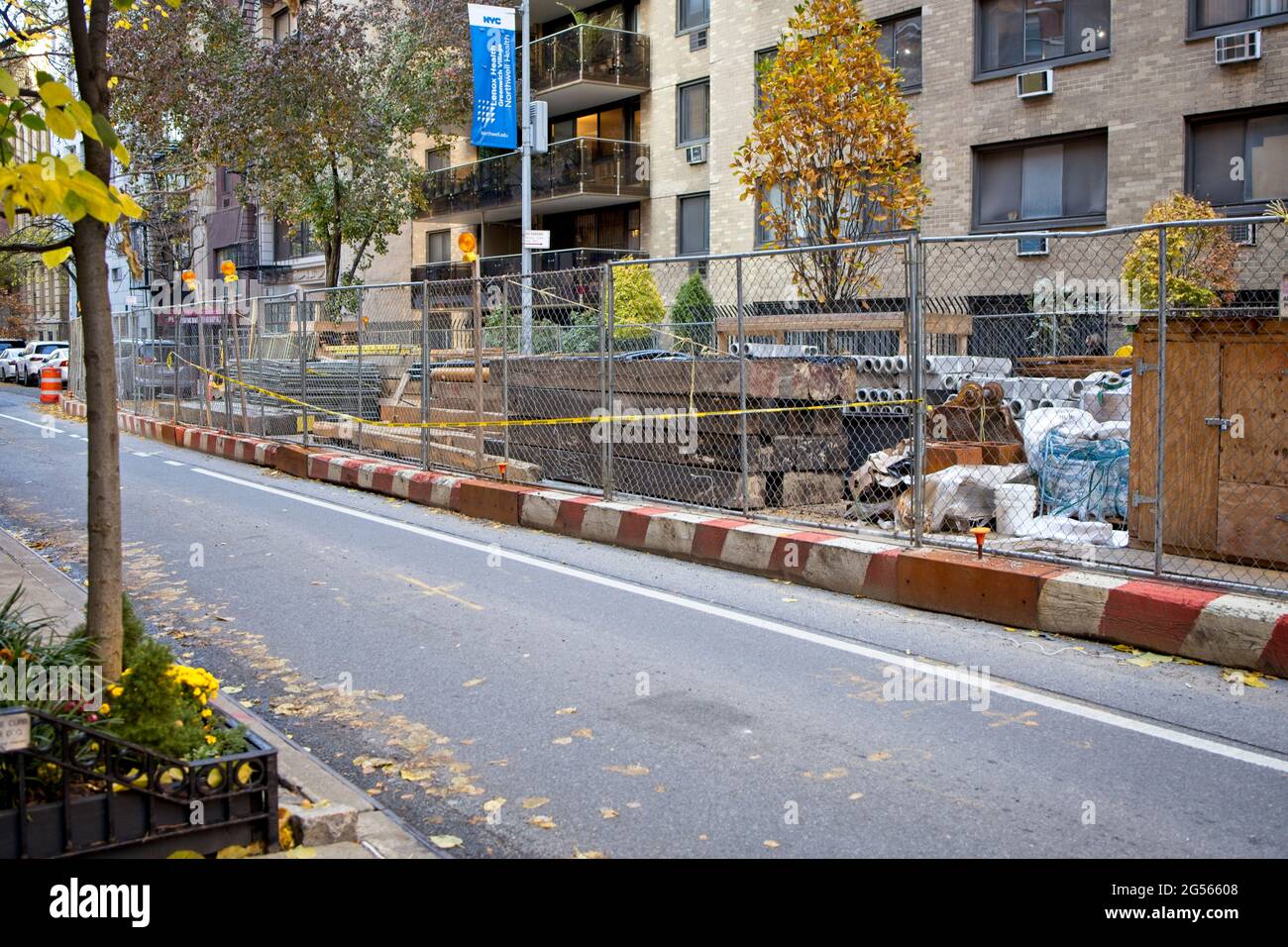 New York, NY, USA - Jun 23, 2021: Preparation for laying pipes under West 15th Street in Manhattan Stock Photo