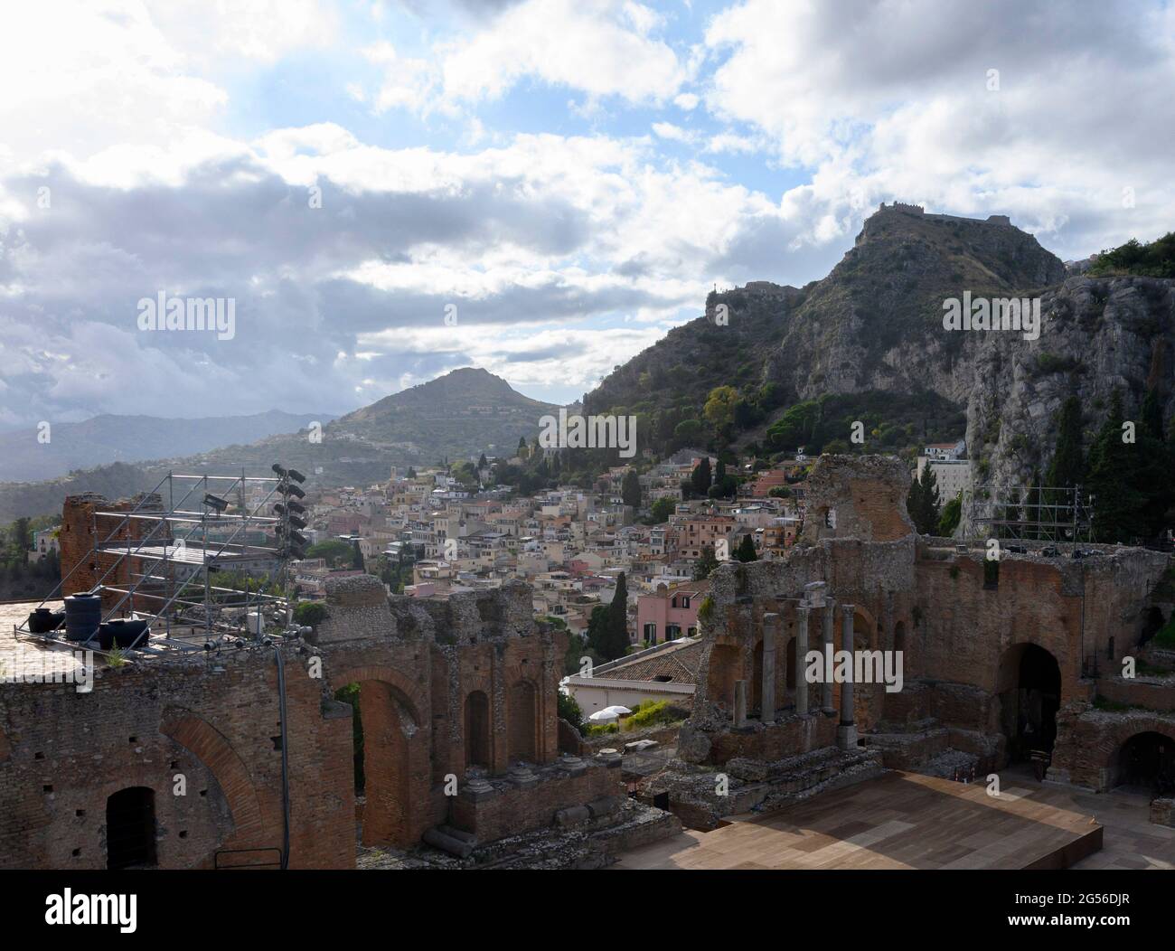 View of Taormina, Sicily, Italy. Stock Photo