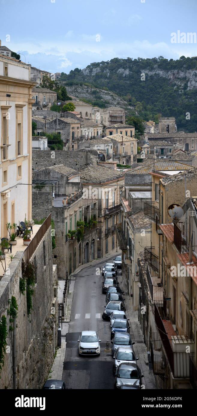 View of Modica, Sicily, Italy. Stock Photo