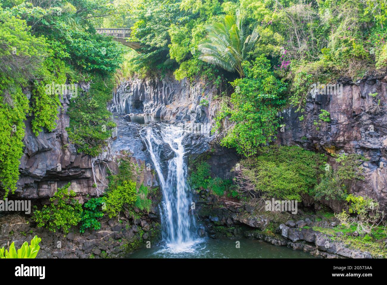 Road to Hana: Oheo Gulch (Seven Sacred Pools) at Haleakalā National Park near Hana, Maui, Hawaii Stock Photo