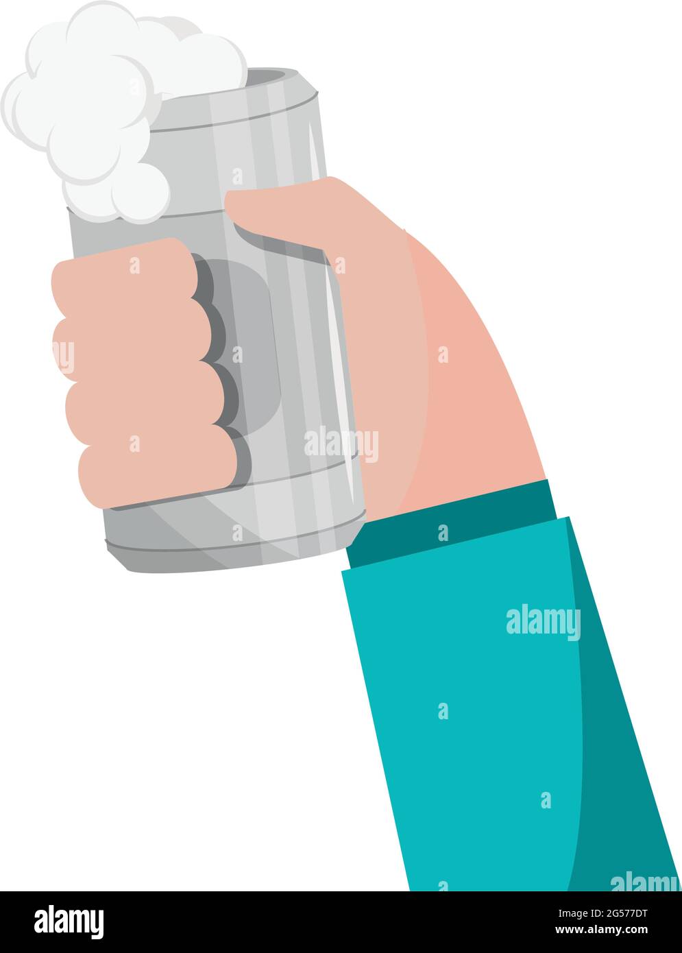 hand with beer in can Stock Vector