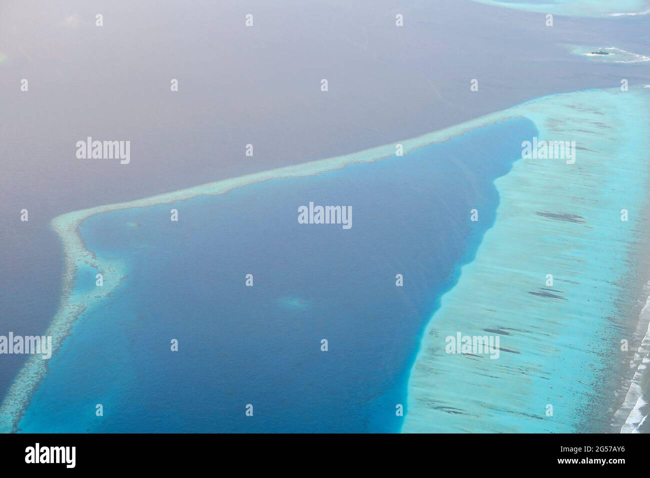 Aerial view islands in South Ari Atoll, Maldives Stock Photo
