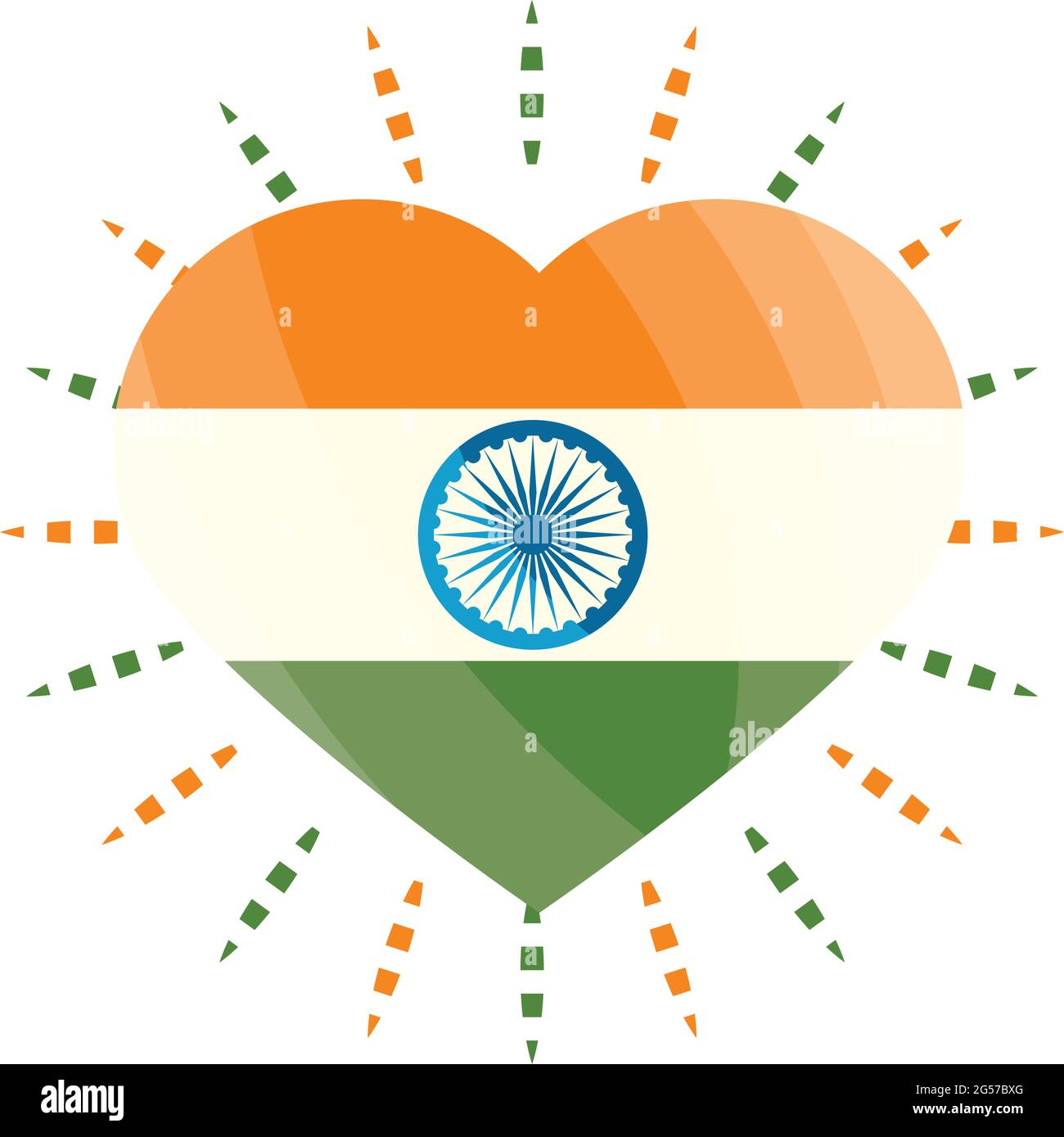 heart with india flag Stock Vector