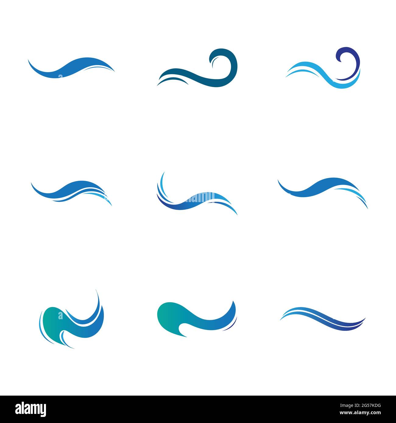 Set of blue sea waves. water wave logo set illustration design template ...