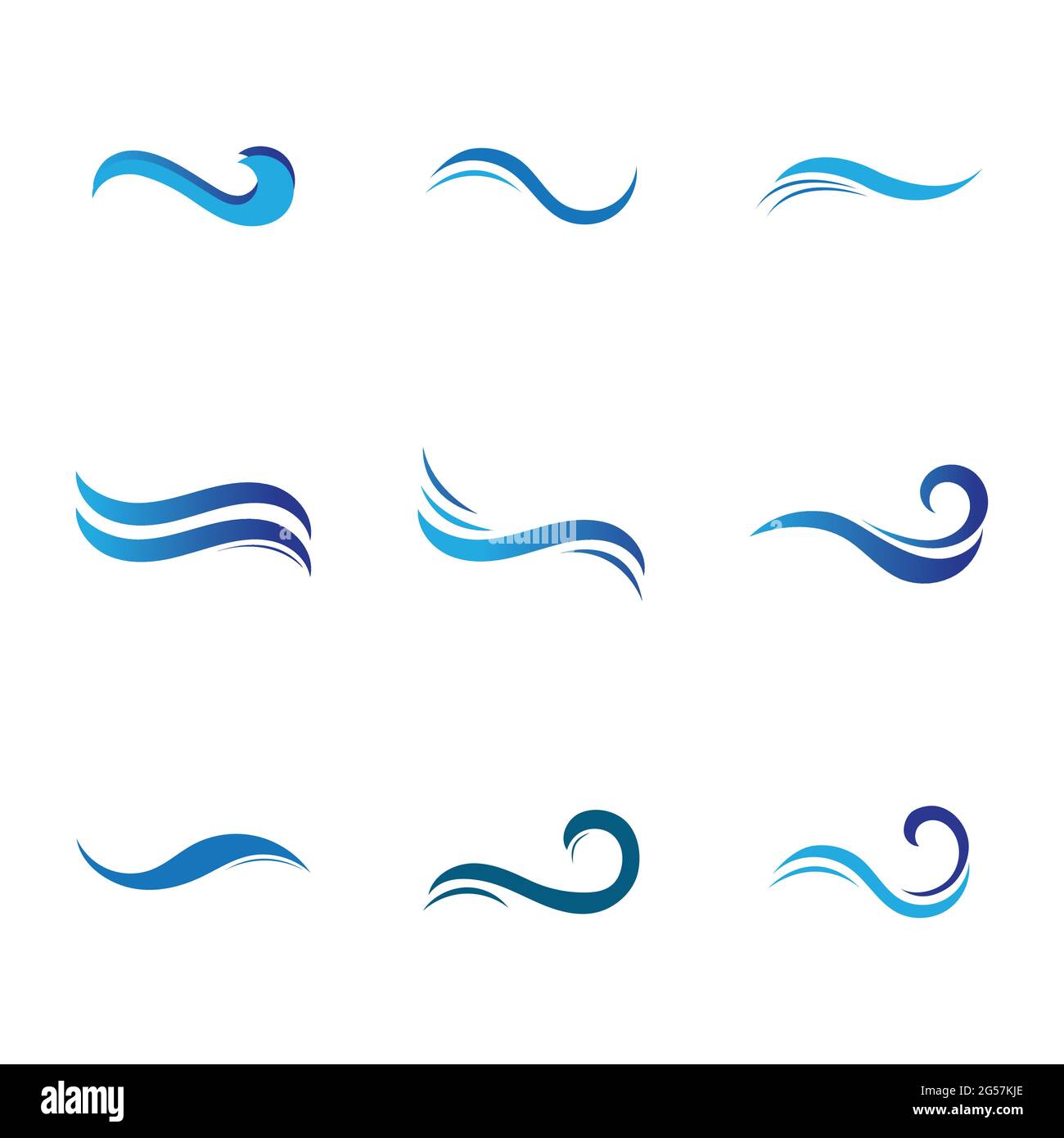 Set of blue sea waves. water wave logo set illustration design template ...