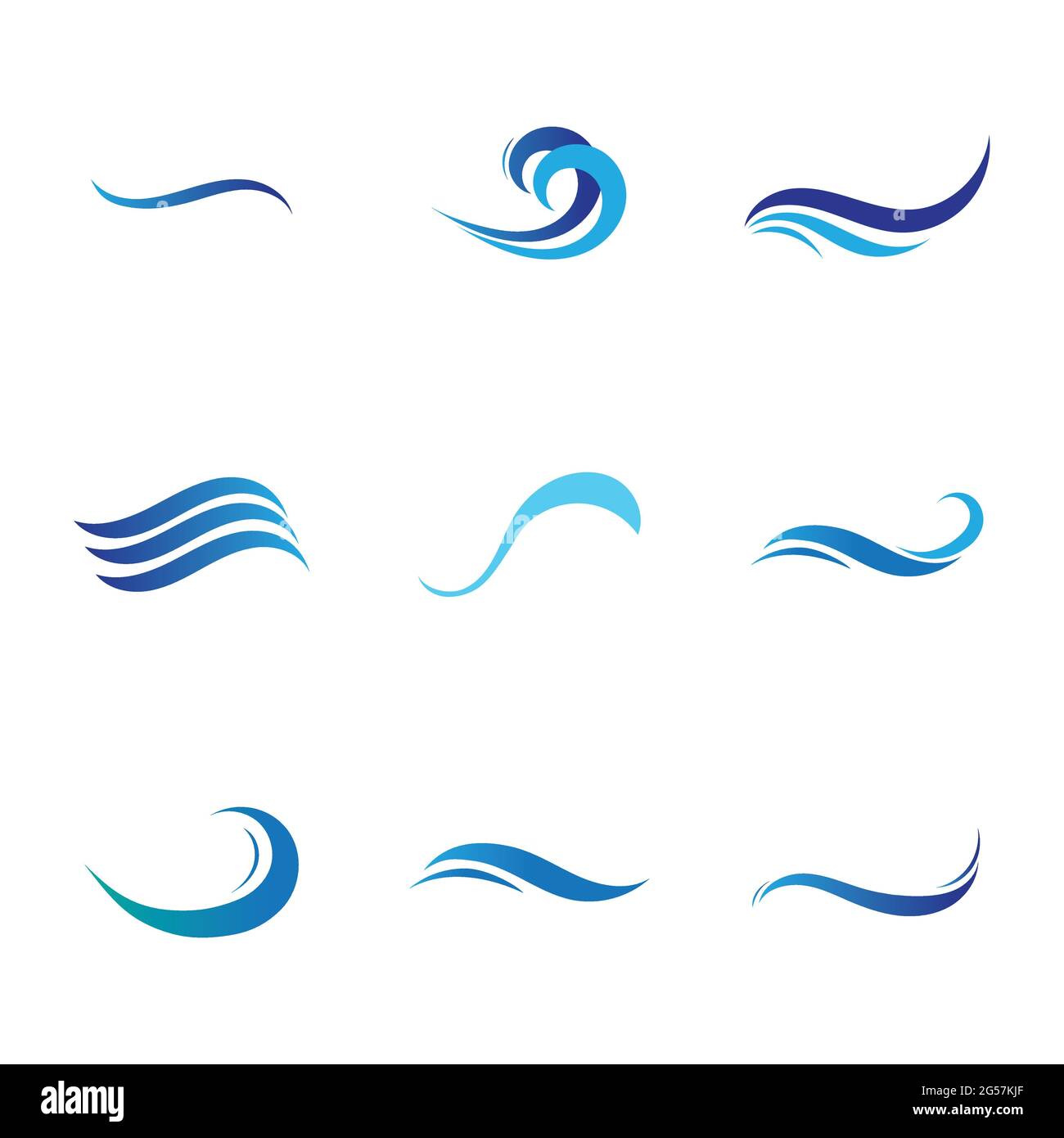 Set of blue sea waves. water wave logo set illustration design template ...