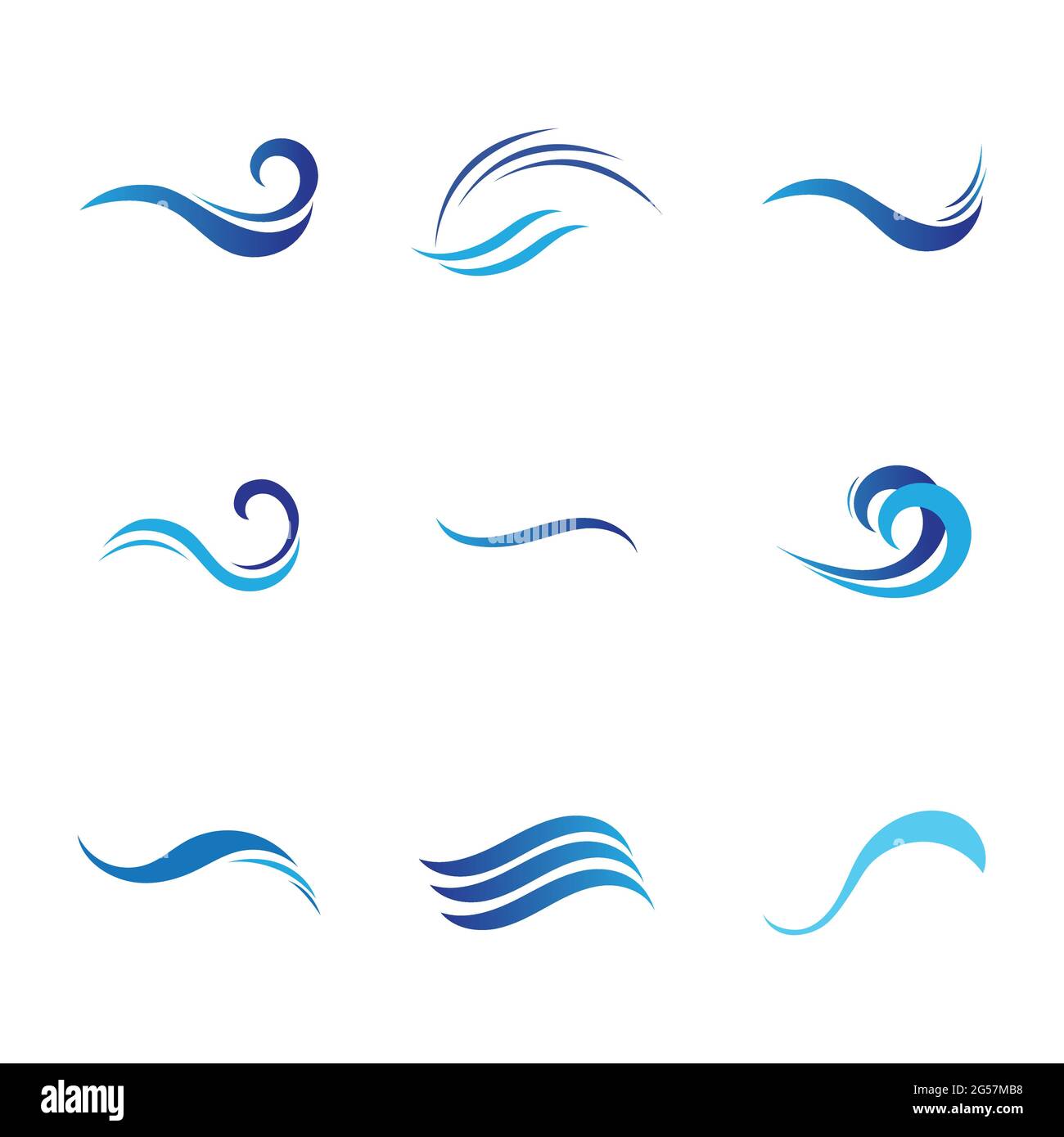 Set of blue sea waves. water wave logo set illustration design template ...