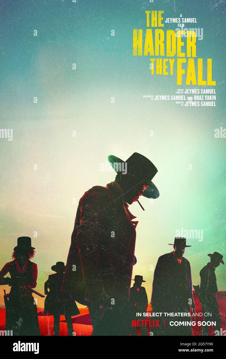RELEASE DATE: 2021 TITLE: The Harder They Fall STUDIO: Netflix DIRECTOR: Jeymes Samuel PLOT: When an outlaw discovers his enemy is being released from prison, he reunites his gang to seek revenge in this Western. STARRING: JONATHAN MAJORS as Nat Love poster art. (Credit Image: © Netflix/Entertainment Pictures) Stock Photo