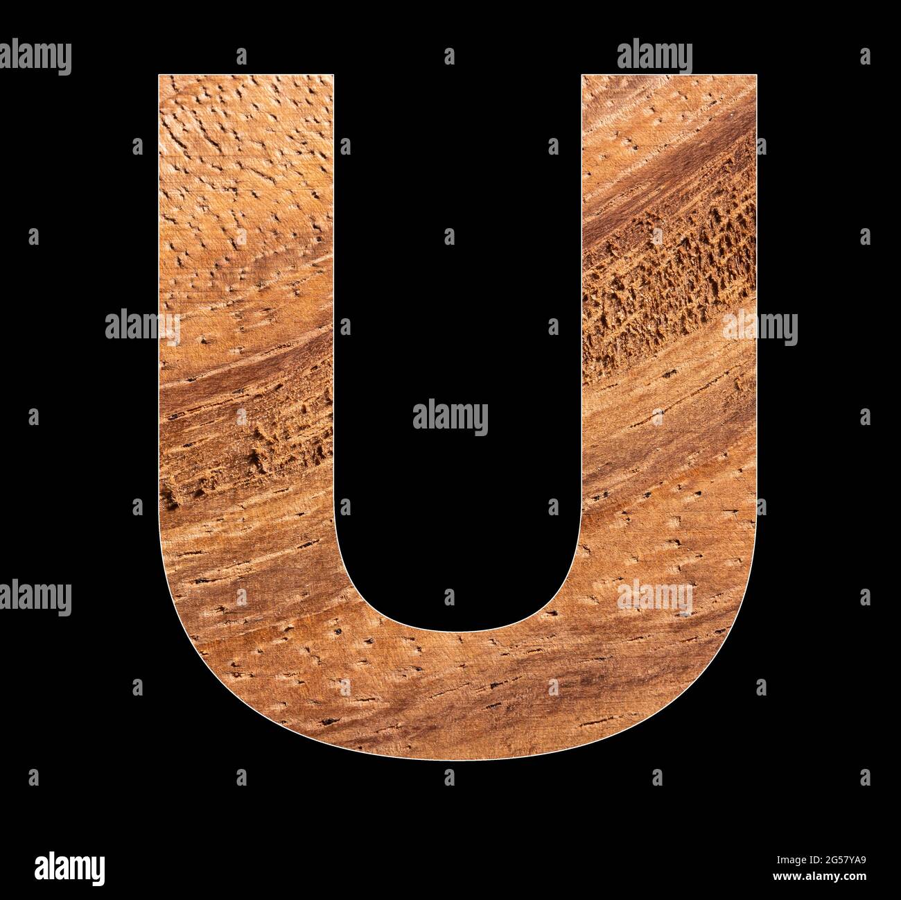 Wooden alphabet capital letter U Black background Stock Photo Alamy
