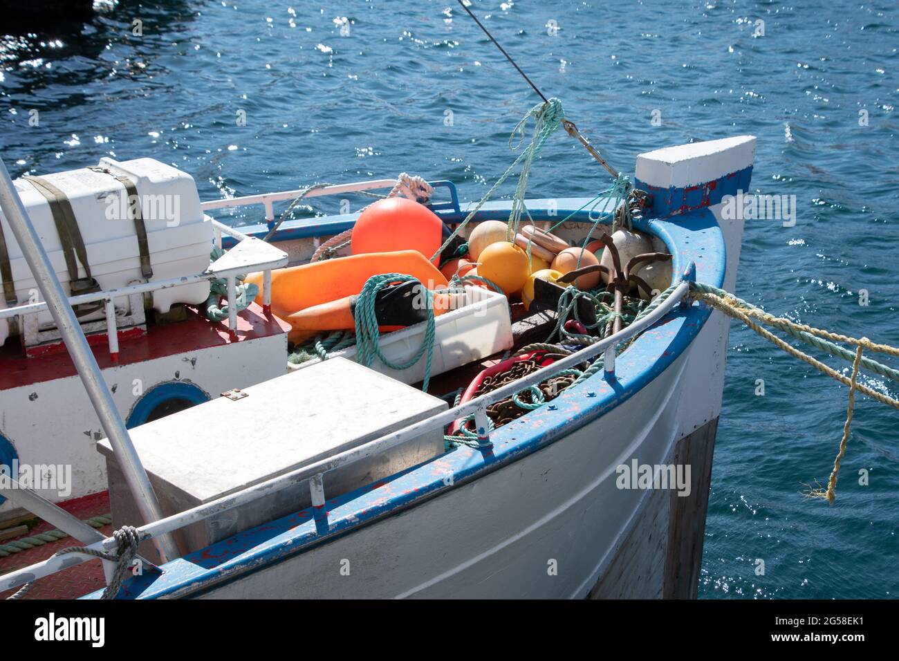 Download The Bow Of A White Fishing Boat In Honningsvag Norway Stock Photo Alamy