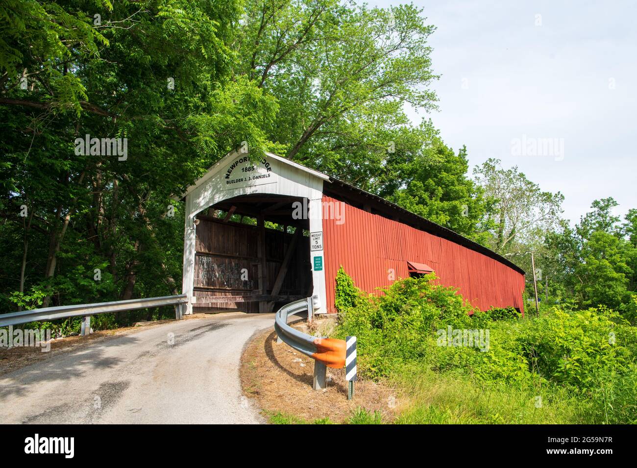 Newport Covered Bridge, also known as the Morehead Covered Bridge, is a historic Burr Arch Truss covered bridge located in Vermillion Township, Vermil Stock Photo