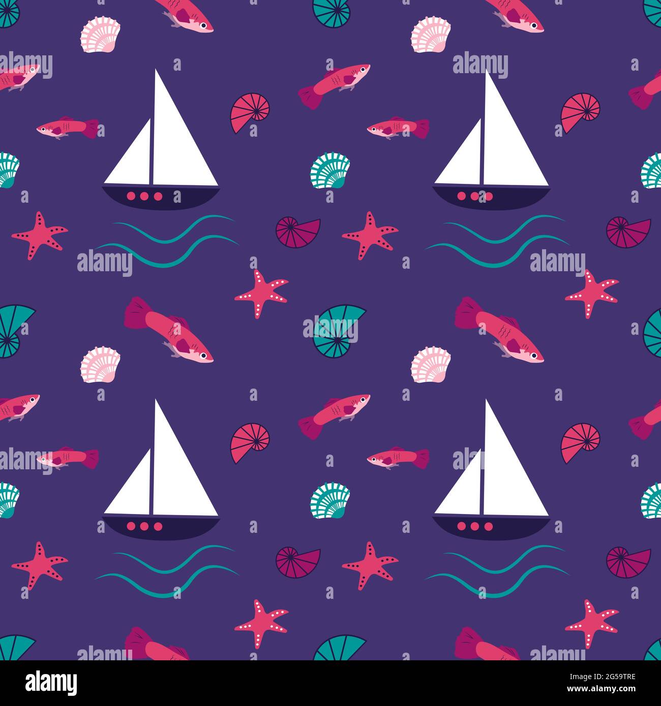 Seamless pattern sea shells Stock Vector Images - Alamy