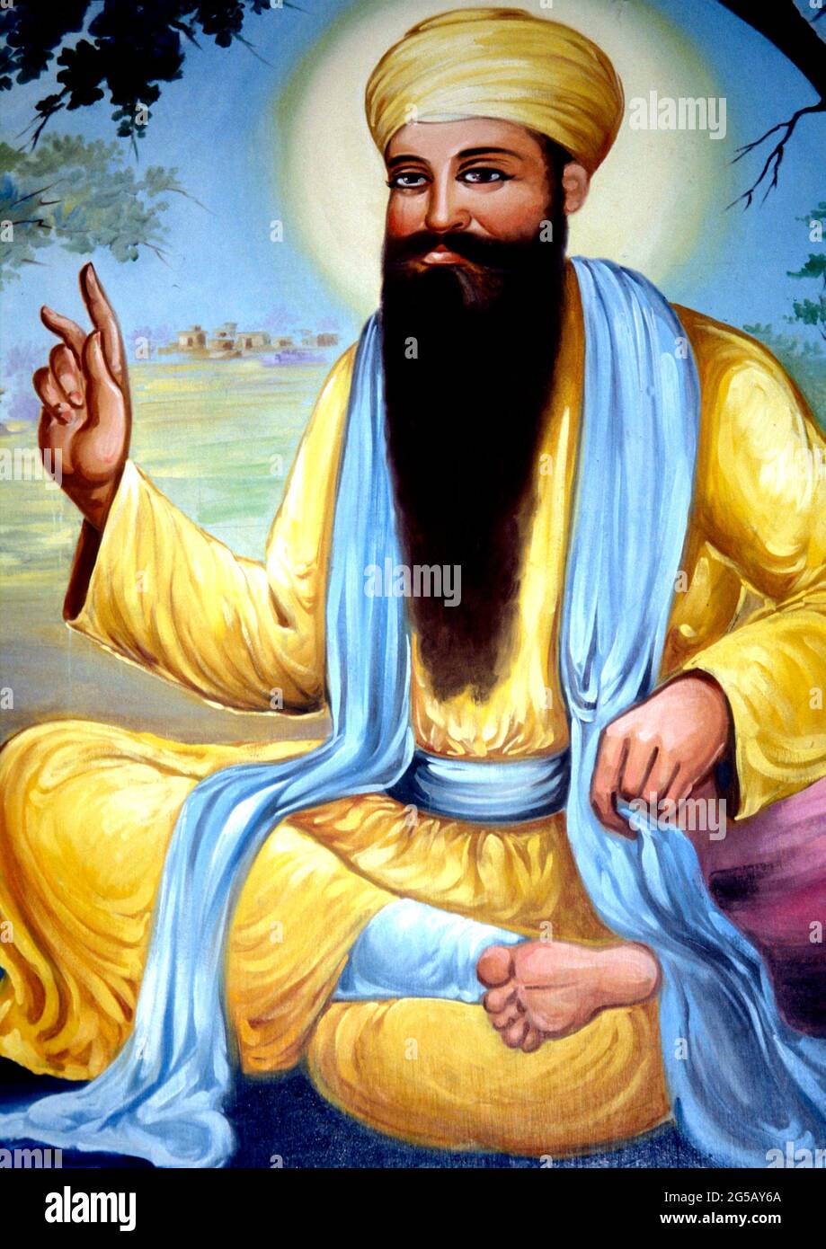 Guru Arjan Dev, the fifth Sikh guru, born in 1563.He compiled all the teachings of previous gurus into one book known as the Adi Granth. Died 1606. Stock Photo