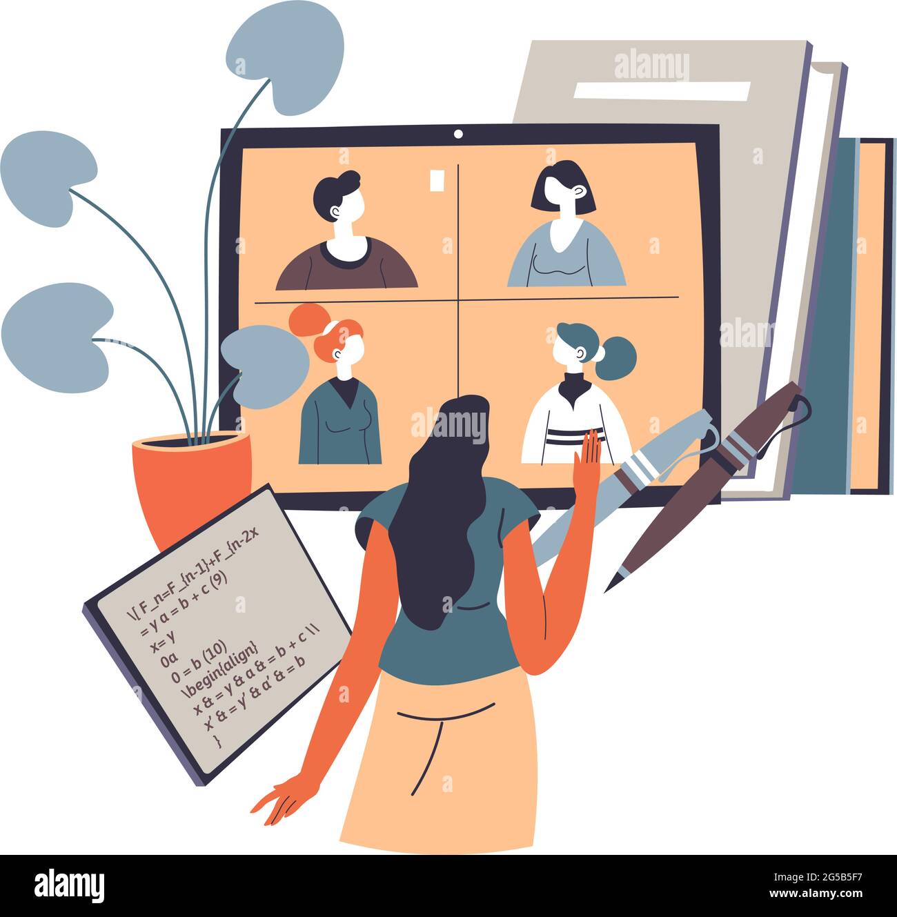Education online using laptop for vising classes Stock Vector
