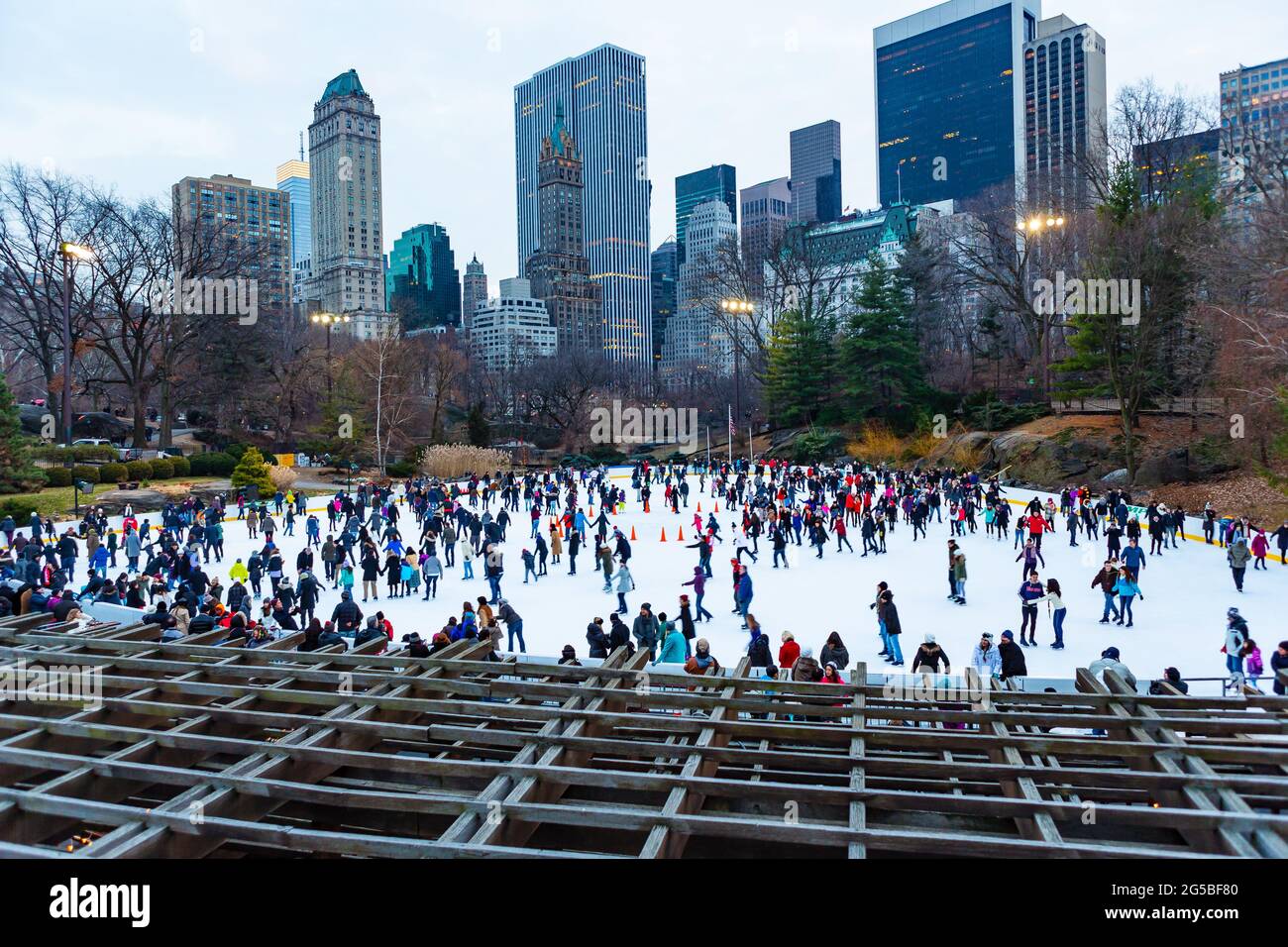 Manhattan, NY, USA January 1, 2014 Ice skating at Wollman Rink in