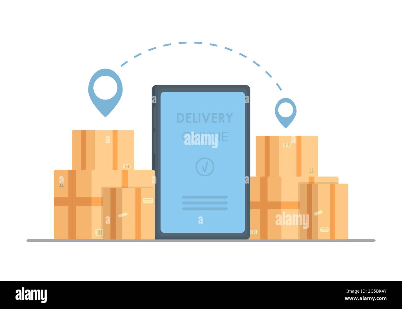 Online delivery phone concept. Fast respond delivery package shipping on mobile. Vector illustration Stock Vector