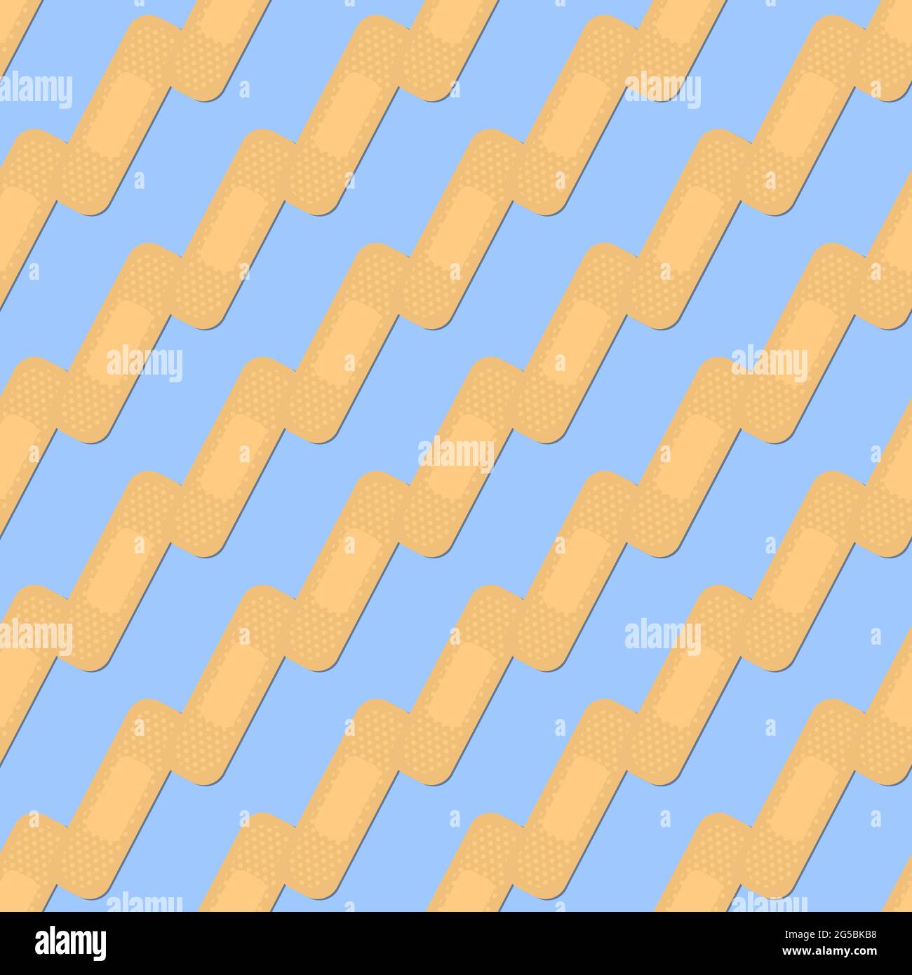 Seamless pattern with sticking plasters. Medical patch repeat texture. On blue background. Stock Vector