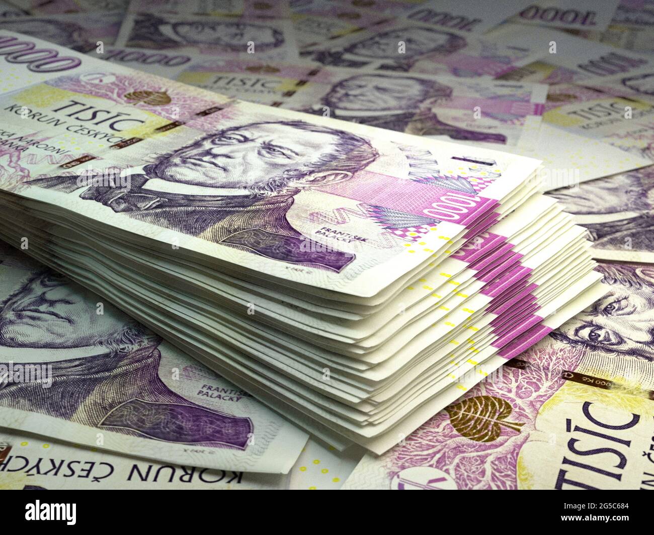 Money of Czech Republic. Czech koruna bills. CZK banknotes. 1000 Kc.  Business, finance, news background Stock Photo - Alamy