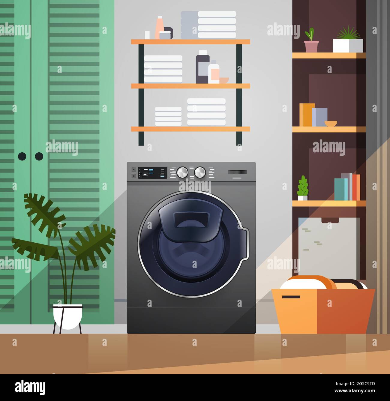 interior of laundry room with washing machine electric washer home