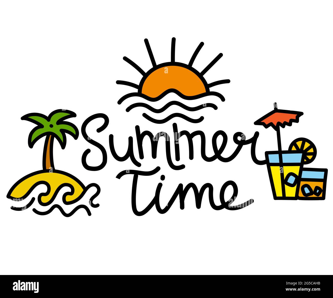 illustration of the summer time and travel concept icon and lettering Stock Vector