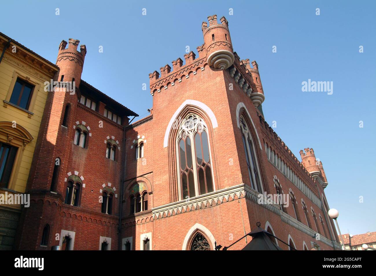Asti, Piedmont, Italy - Piazza Roma, Palazzo Medici del Vascello. Stock Photo