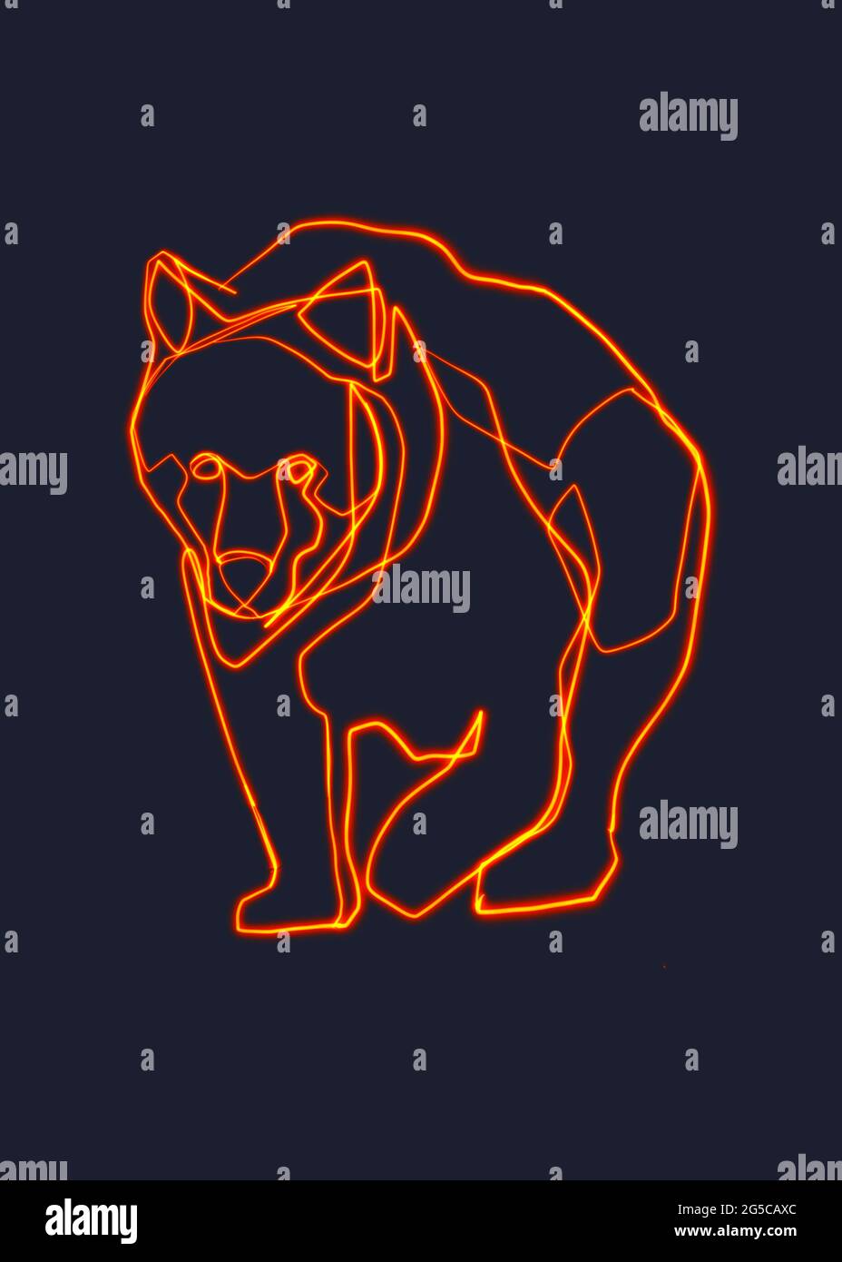 Hand drawn minimal illustration or drawing of a bear Stock Photo