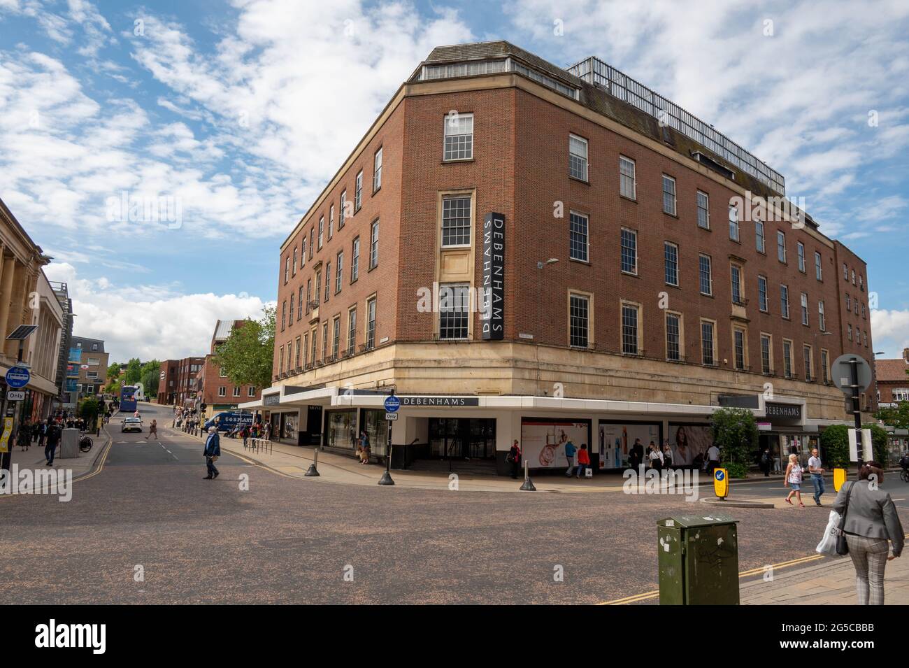 Debenhams large corner plot building in the centre of Norwich city now closed down Stock Photo