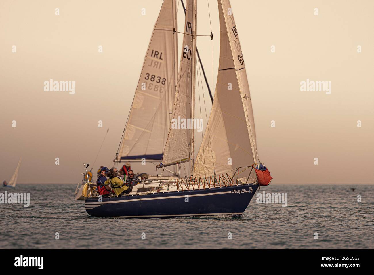 Sailing boat (yacht) sails during sail club regatta near Greystones, Irish sea Stock Photo Alamy