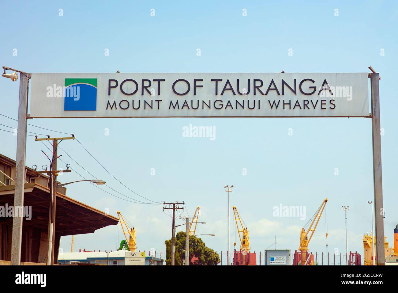 Port Of Tauranga entrance in Mount Maunganui Wharves, New Zealand