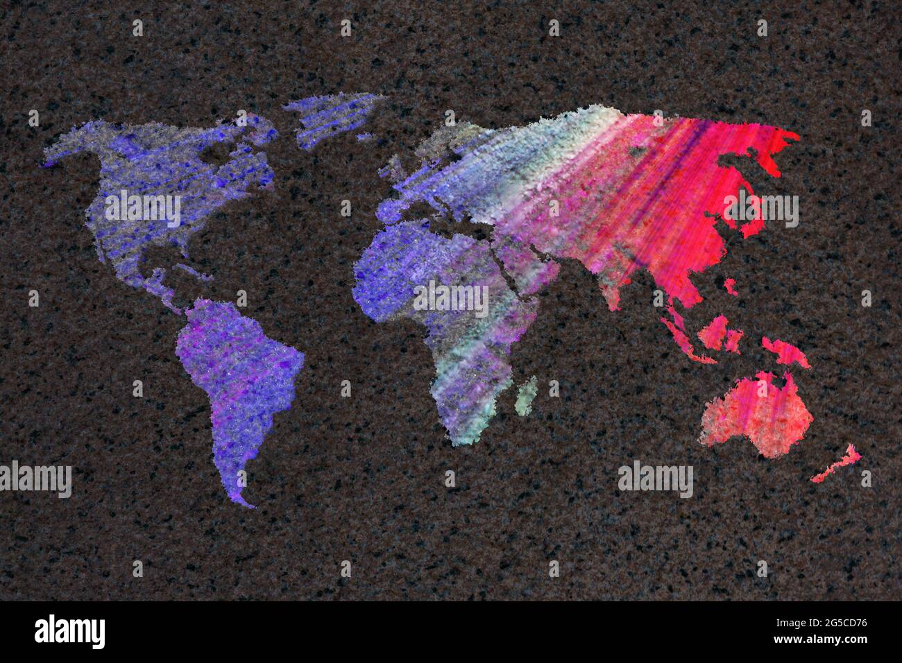 scratched world map painted on a concrete dark texture, unity piece
