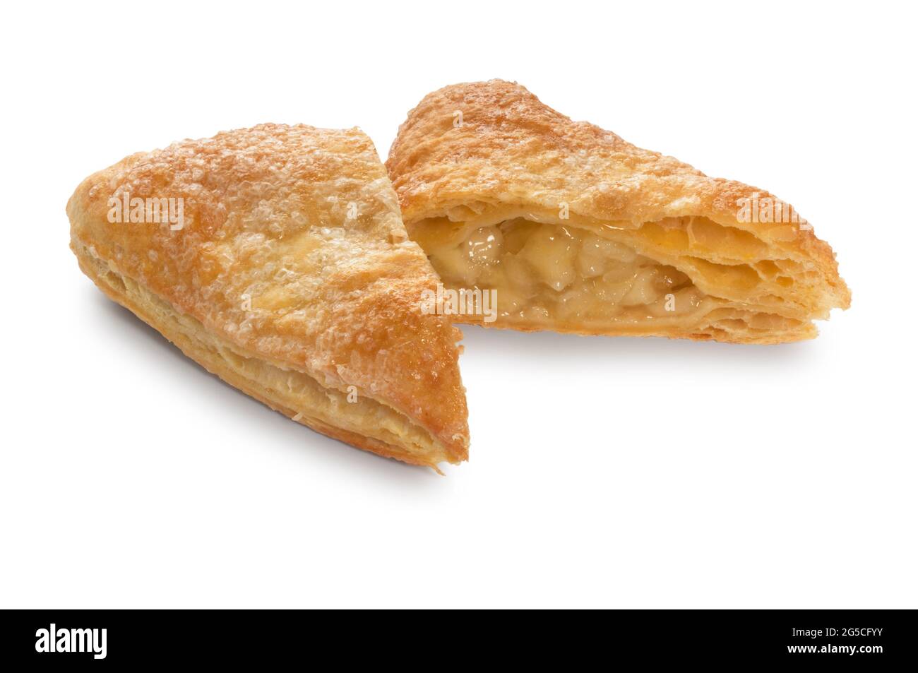 Studio shot of apple turnover cake cut out against a white background - John Gollop Stock Photo
