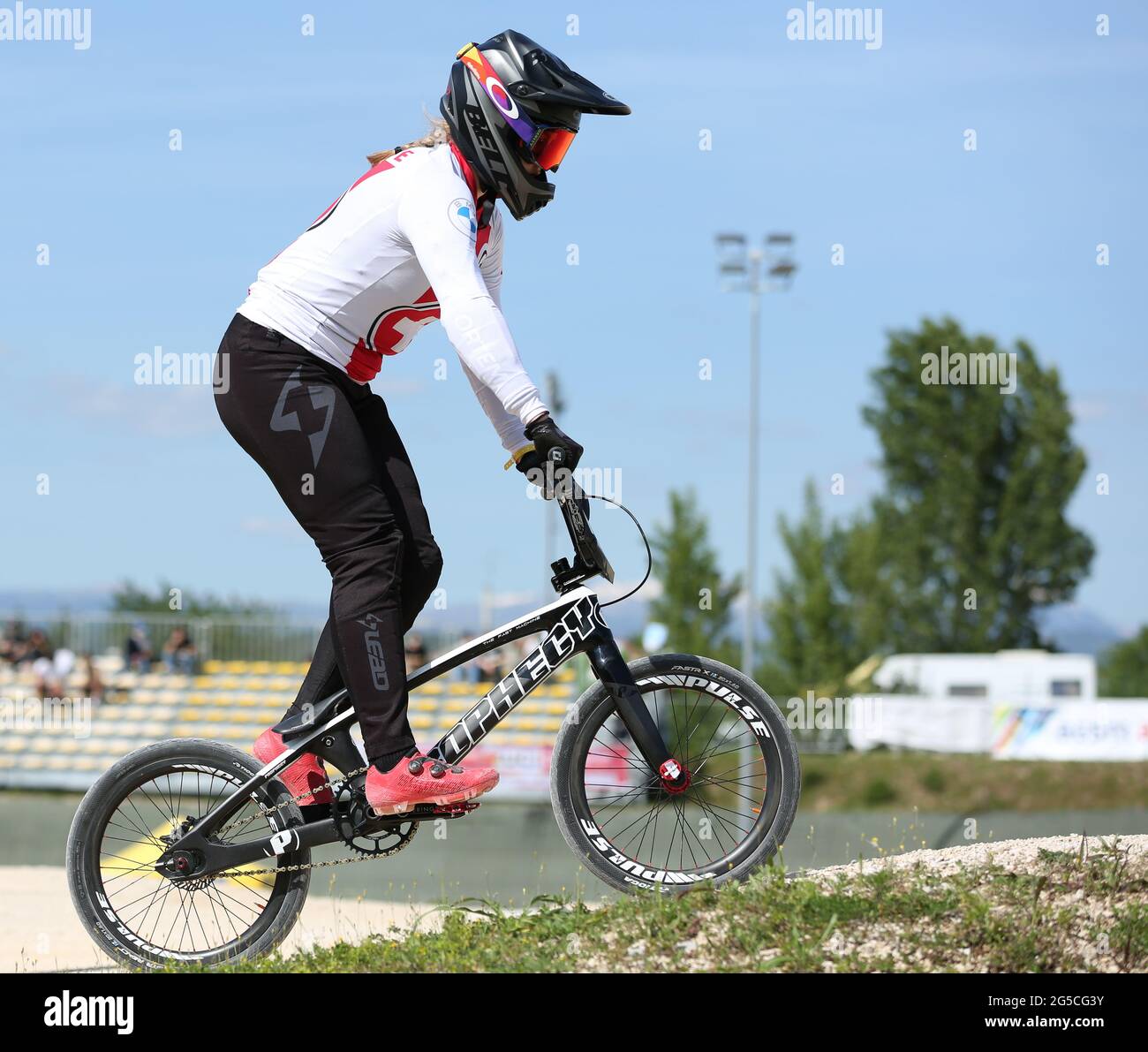 Nadine AEBERHARD of Switzerland competes in the UCI BMX Supercross World  Cup Round 1 at the BMX Olympic Arena on May 8th 2021 in Verona, Italy Stock  Photo - Alamy