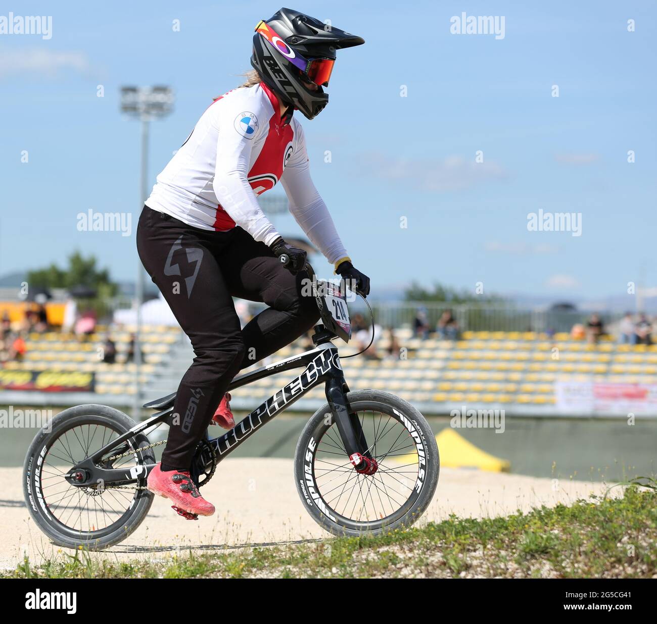 Nadine AEBERHARD of Switzerland competes in the UCI BMX Supercross World  Cup Round 1 at the BMX Olympic Arena on May 8th 2021 in Verona, Italy Stock  Photo - Alamy