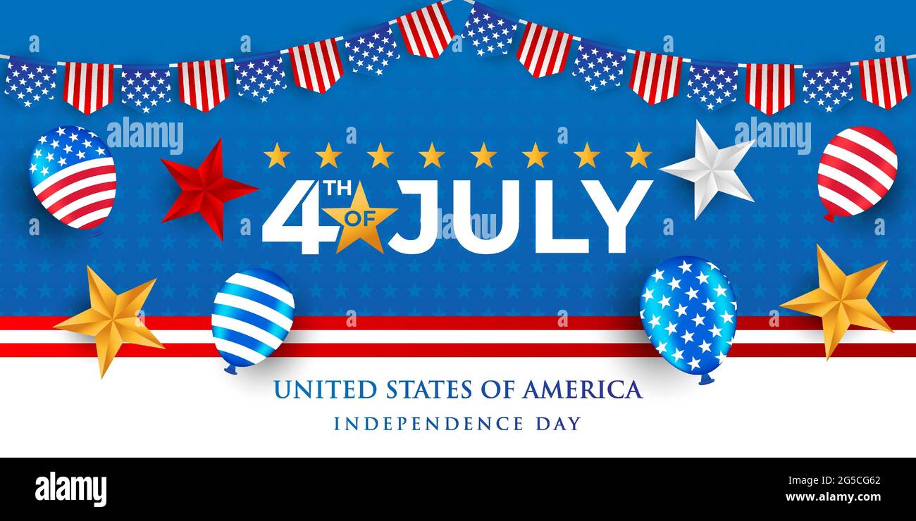 Fourth of July Independence Day of United States of America Banner Background Vector illustration. Independence Day of United States of America 4th of Stock Vector