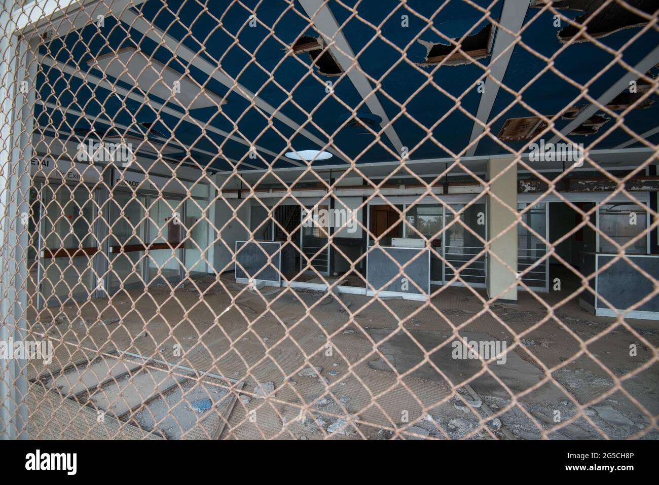 Abandoned airport arrival and departure terminal. Nicosia Cyprus Stock Photo