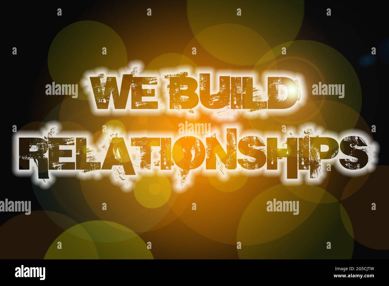 We Build Relationships Concept text on background Stock Photo