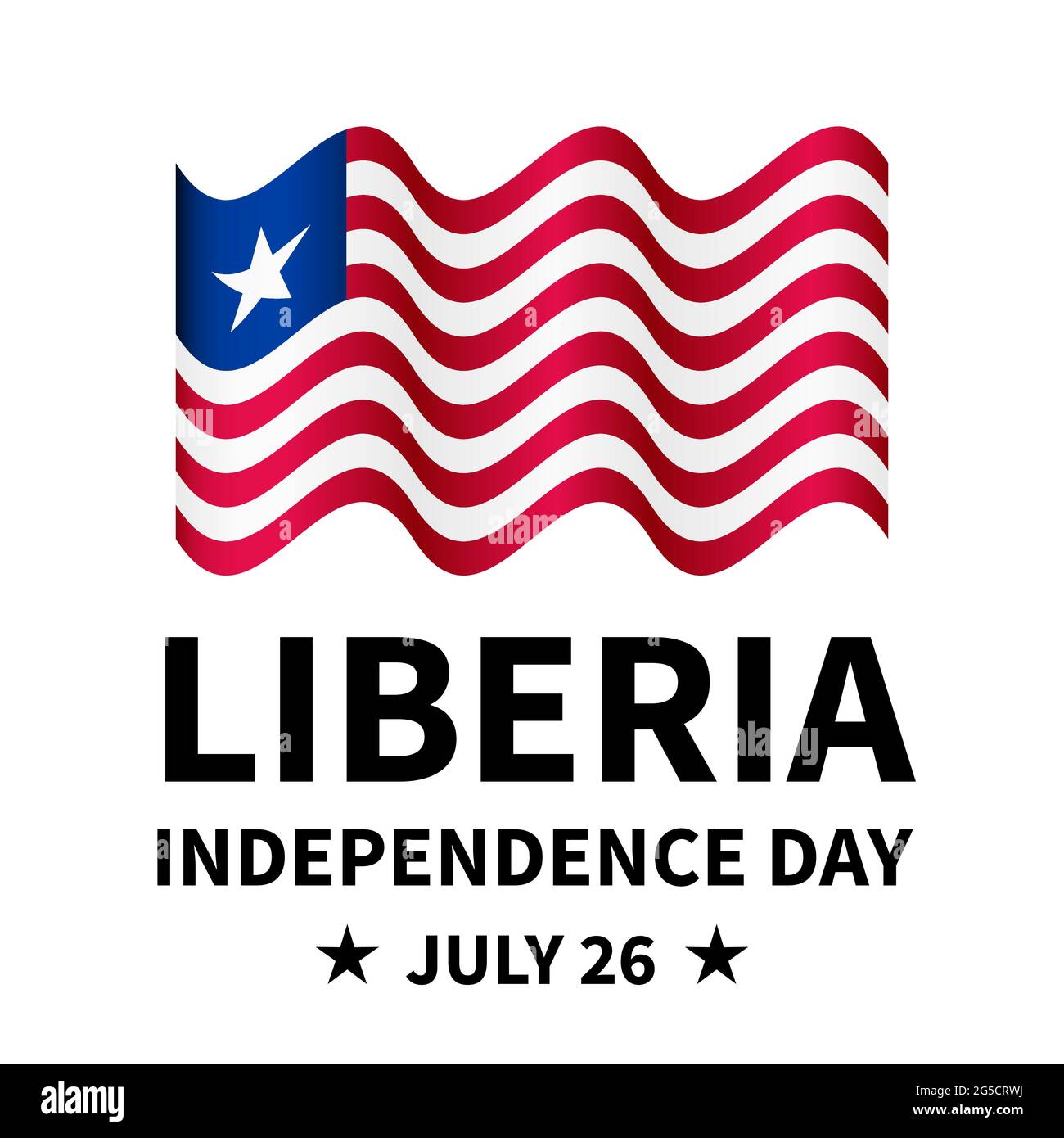 Liberia Independence Day lettering with flag isolated on white