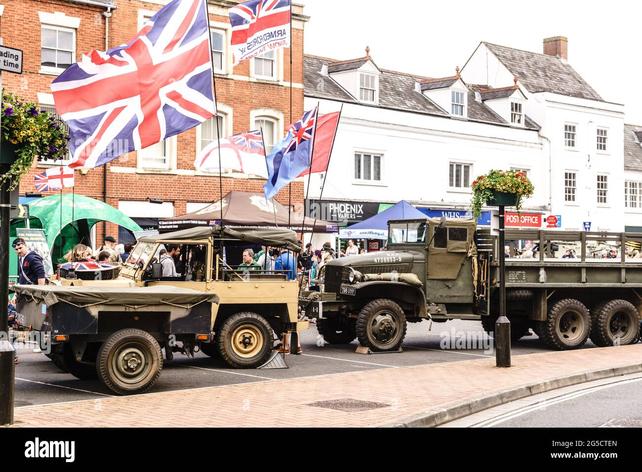 Banbury Oxfordshire UK 26th June 2021. Armed Forces Day tributes went ahead today in Banbury on a reduced scale. Following a government decision last week to keep Covid 19 lockdown restrictions in pla...