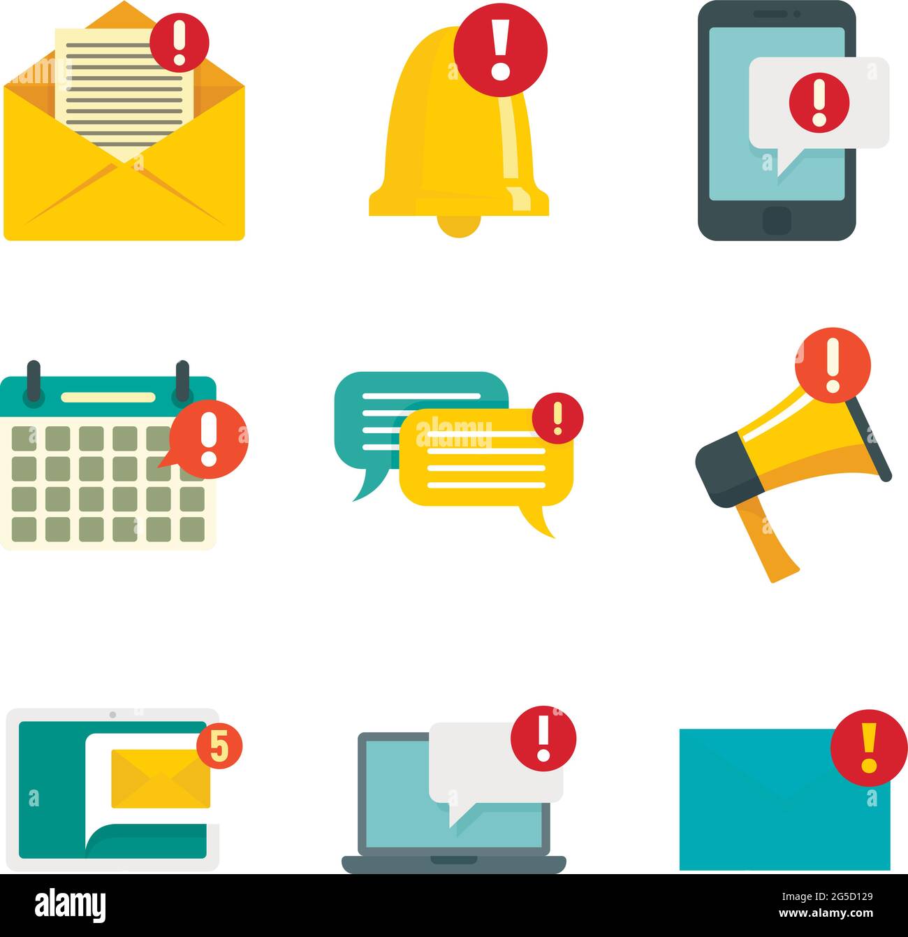 Notification icons set flat vector isolated Stock Vector Image & Art ...