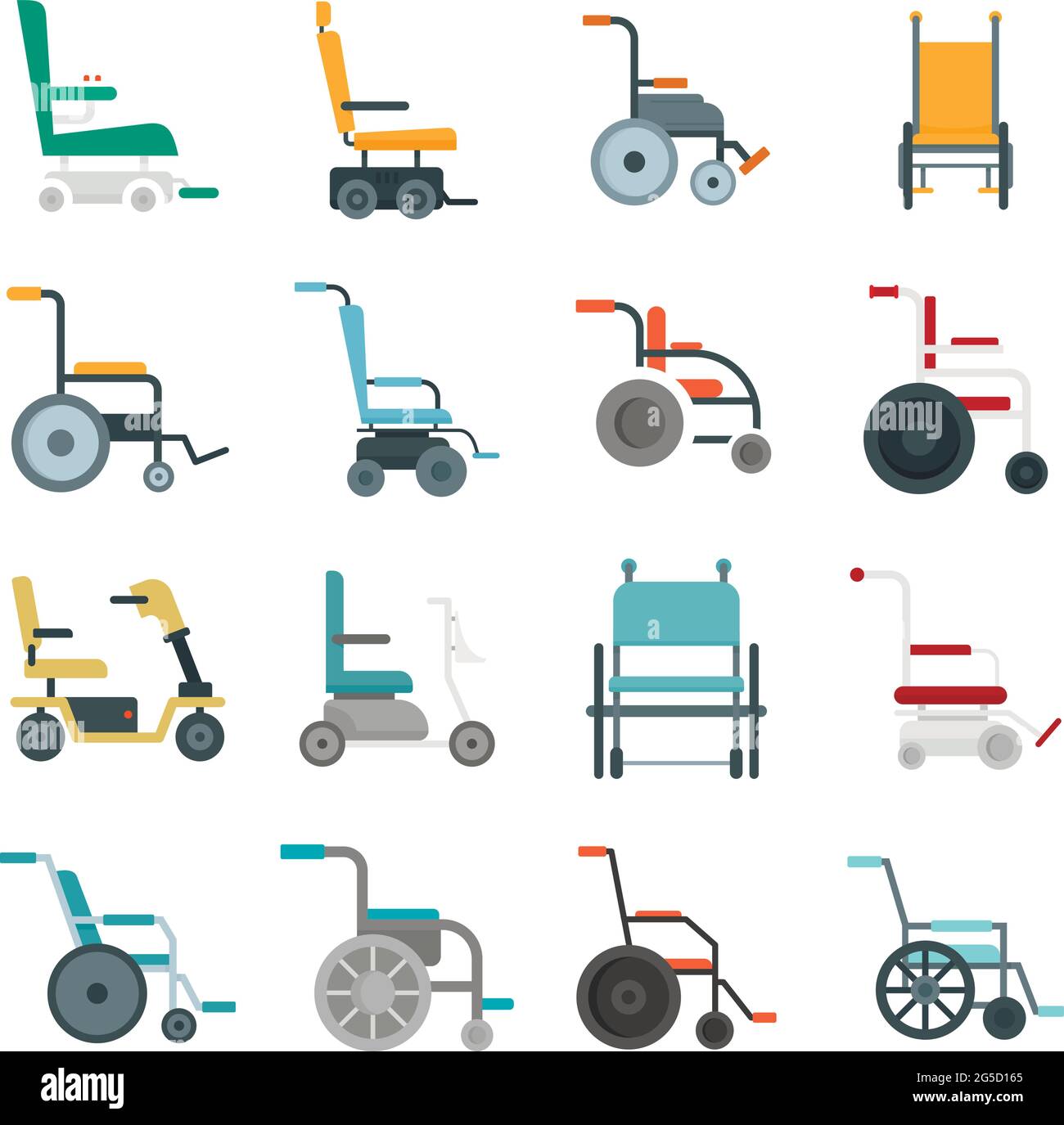 Wheelchair icons set flat vector isolated Stock Vector