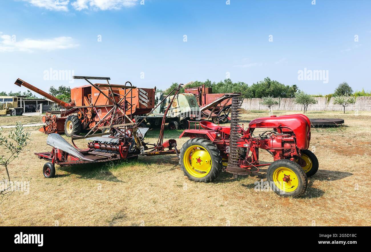 Istria,  Croatia - AUGUST 15, 2015: «Traktor Story». Old agricultural c. Stock Photo