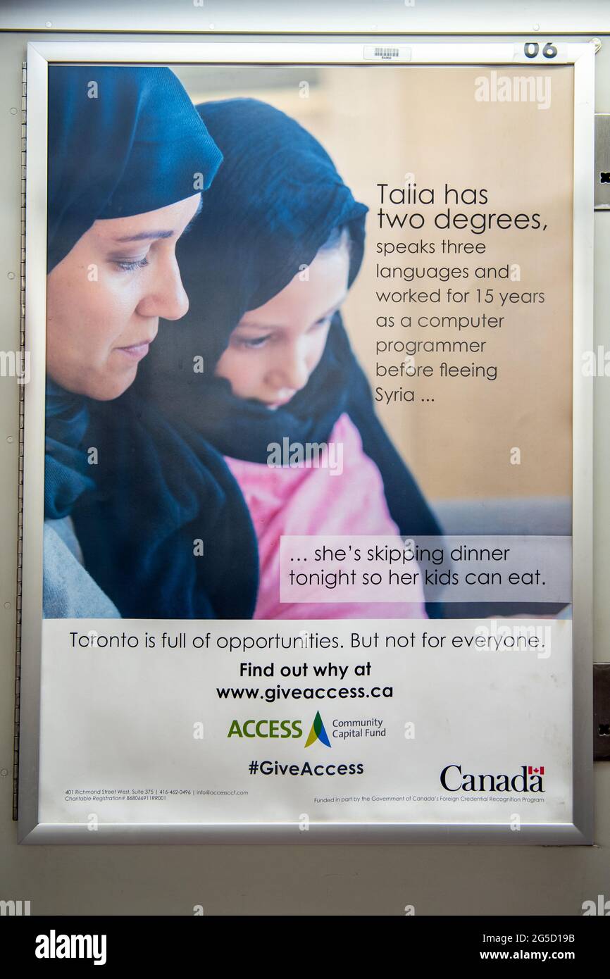 Government of Canada sign addressing inequality in Toronto, Canada Stock Photo