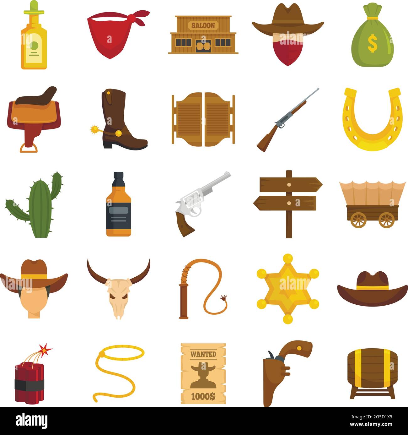 Cowboy icons set flat vector isolated Stock Vector Image & Art - Alamy